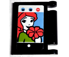 Minifigure, Utensil Book Cover with Tablet Computer Screen, Minifigure with Lime Top, Coral Hair and Flower Pattern (Sticker) - Set 41713