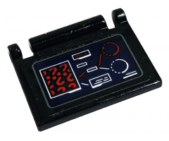 Minifigure, Utensil Book Cover with Red Question Marks and Circles on Display Screen Pattern (Sticker) - Set 76183