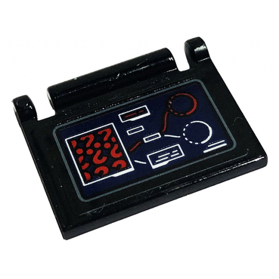 Minifigure, Utensil Book Cover with Red Question Marks and Circles on Display Screen Pattern (Sticker) - Set 76183