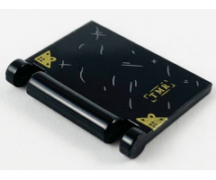 Minifigure, Utensil Book Cover with Gold Corner Trim and 'TMR', Light Bluish Gray Scratches Pattern (Tom Riddle's Diary)