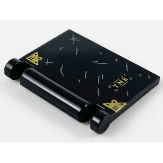 Minifigure, Utensil Book Cover with Gold Corner Trim and 'TMR', Light Bluish Gray Scratches Pattern (Tom Riddle's Diary)