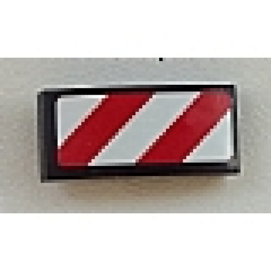 Slope, Curved 2 x 1 with Red and White Danger Stripes (Red and White Corners) Pattern Model Right Side (Sticker) - Sets 60081 / 60083 / 60107
