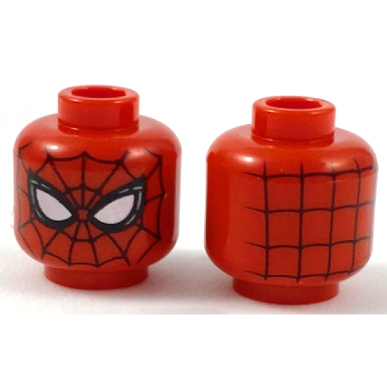 Minifigure, Head Alien with Spider-Man Black Webbing and Small White Eyes Pattern