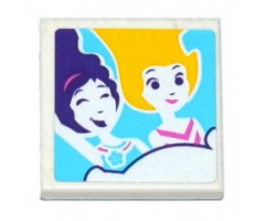 Tile 2 x 2 with Friends Female Figures in Roller Coaster Wagon Photo Pattern (Sticker) - Set 41130