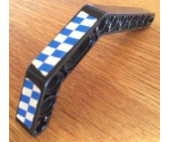 Technic, Liftarm 1 x 11.5 Double Bent Thick with Blue and White Checkered Pattern Model Left Side (Stickers) - Set 8163