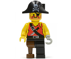 Pirate Shirt with Knife, Black Leg with Peg Leg, Black Pirate Hat with Skull