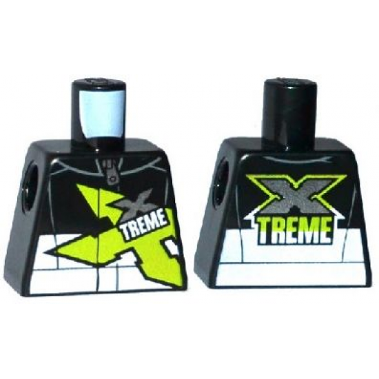 Torso Race Jacket with Zipper and Lime, Silver and White 'XTREME' Pattern