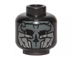 Minifigure, Head Mask Dark Bluish Gray and Silver Skull Pattern