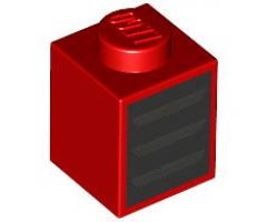 Brick 1 x 1 with Dark Silver Grille / Air Vents on Black Background Pattern