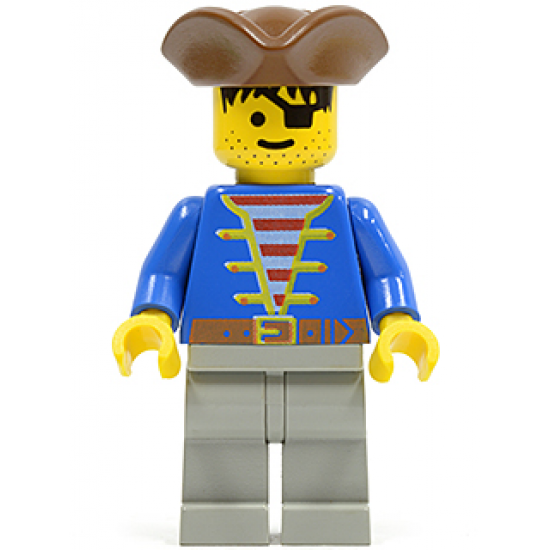 Pirate Blue Jacket, Light Gray Legs, Brown Pirate Triangle Hat