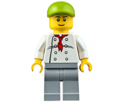 Chef - White Torso with 8 Buttons, Light Bluish Gray Legs, Lime Short Bill Cap (Fire Station Hot Dog Vendor)