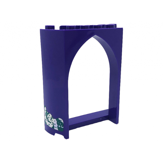 Panel 2 x 6 x 6 with Pointed Arch with Dark Turquoise and Silver Stars and Swirls Pattern on Both Sides (Stickers) - Set 41685