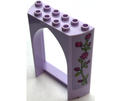 Panel 2 x 6 x 6 with Pointed Arch with Holographic Magenta Roses with Lime Stems and Leaves Pattern on Both Sides (Stickers) - Set 41162