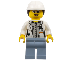 Volcano Explorer - Female Scientist, White Construction Helmet with Long Hair