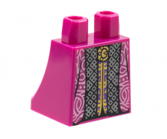 Lower Body, Skirt with Black and Dark Purple Panels, Ornate Silver and Gold Stitching Pattern