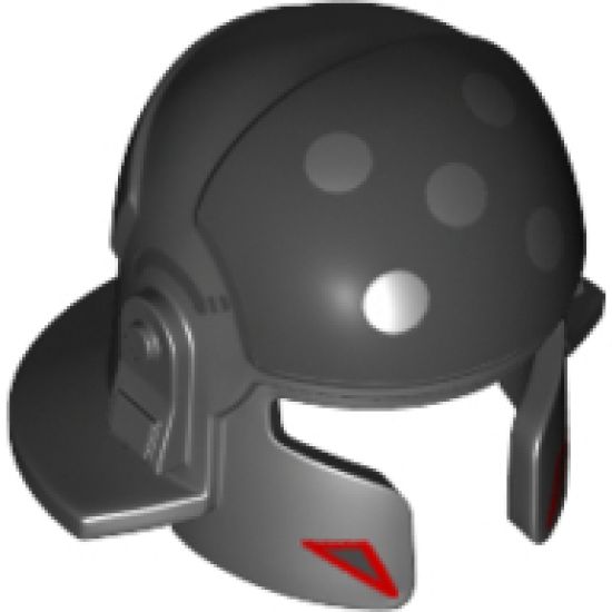 Minifigure, Headgear Helmet SW Imperial Agent with Cheek and Neck Protection with Flat Silver and Red Triangles Pattern (Agent Kallus)