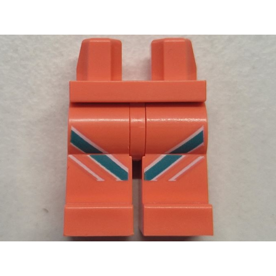 Hips and Legs with Dark Turquoise and White Diagonal Stripes Pattern