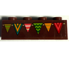 Brick 1 x 4 with Bunting Flags Pattern (Sticker) - Set 43185