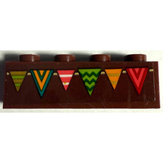Brick 1 x 4 with Bunting Flags Pattern (Sticker) - Set 43185