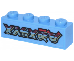 Brick 1 x 4 with Red and Gold Striped Ninjago Logogram 'ARCADE' Pattern (Sticker) - Set 70657