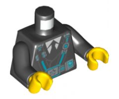 Torso Utility Belt and Straps, Ultra Agents Logo on Buckle, Light Bluish Gray Shirt, Black Tie Pattern (Curtis Bolt) / Black Arms / Yellow Hands