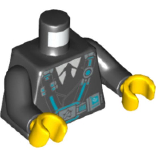 Torso Utility Belt and Straps, Ultra Agents Logo on Buckle, Light Bluish Gray Shirt, Black Tie Pattern (Curtis Bolt) / Black Arms / Yellow Hands