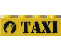 Brick 1 x 4 With Black 'TAXI' and Waving Minifigure Silhouette in Circle Pattern Model Right Side (Sticker) - Set 76178