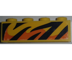 Brick 1 x 4 with Black and Orange Flames Pattern Model Right Side (Sticker) - Set 60295