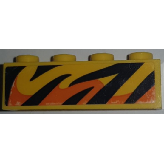 Brick 1 x 4 with Black and Orange Flames Pattern Model Right Side (Sticker) - Set 60295