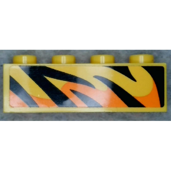 Brick 1 x 4 with Black and Orange Flames Pattern Model Left Side (Sticker) - Set 60295