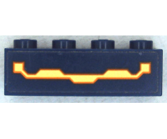 Brick 1 x 4 with Bright Light Yellow and Orange Circuitry Pattern (Sticker) - Set 70357