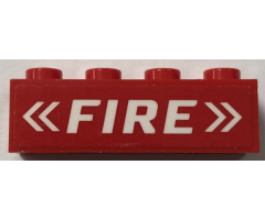 Brick 1 x 4 with White 'FIRE' and Chevrons Pattern (Sticker) - Set 60373