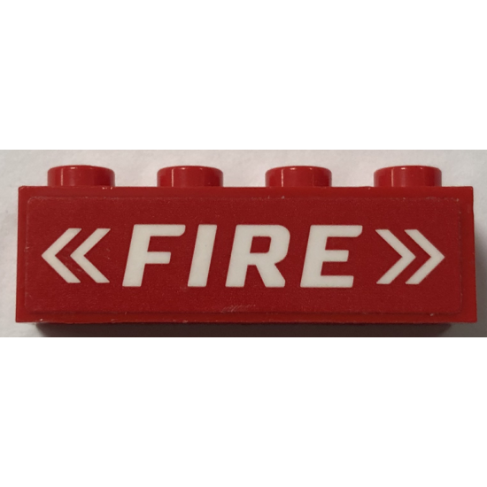 Brick 1 x 4 with White 'FIRE' and Chevrons Pattern (Sticker) - Set 60373