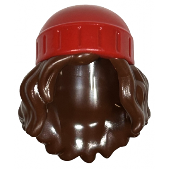 Mini Doll, Hair Combo, Hair with Hat, Long Wavy with Molded Red Beanie Pattern