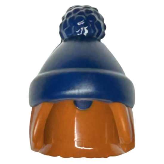 Minifigure, Hair Combo, Hair with Hat, Straight Shoulder Length with Molded Dark Blue Stocking Cap Pattern