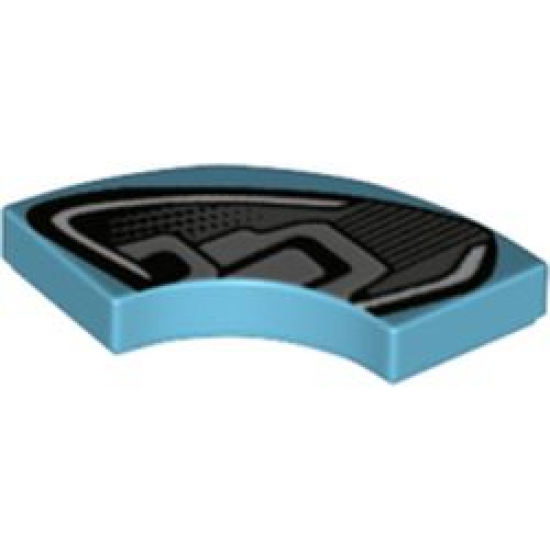 Tile, Round Corner 2 x 2 Macaroni with Black and Silver Ford GT Headlight Pattern Model Left Side