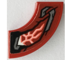 Tile, Round Corner 2 x 2 Macaroni with Armor with Black Outlines, Dark Bluish Gray Highlights, White and Coral Cosmic Energy Pattern Model Left Side (Sticker) - Set 76155