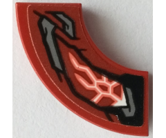 Tile, Round Corner 2 x 2 Macaroni with Armor with Black Outlines, Dark Bluish Gray Highlights, White and Coral Cosmic Energy Pattern Model Right Side (Sticker) - Set 76155