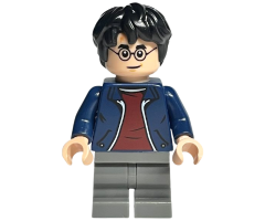 Harry Potter, Dark Blue Open Jacket, Dark Red Shirt, Dark Bluish Gray Medium Legs