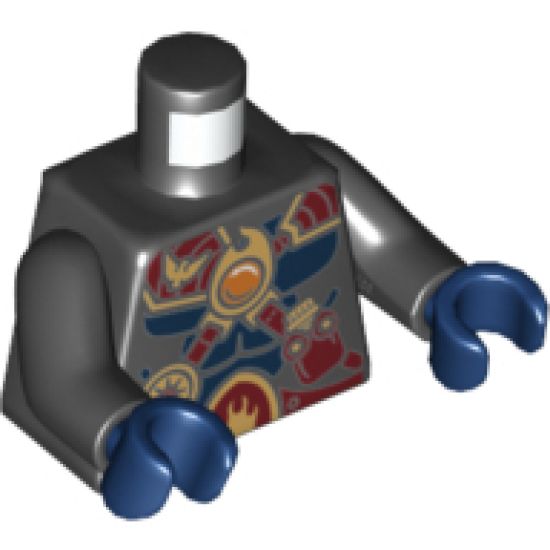 Torso Dark Blue Muscles, Dark Red Straps and Armor and Fire Chi Emblem Pattern / Black Arms / Dark Blue Hands