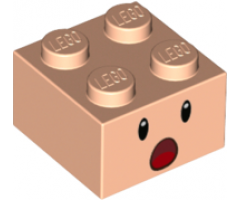 Brick 2 x 2 with Black Eyes, White Pupils and Surprised Open Mouth with Red Tongue Pattern
