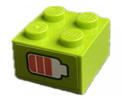 Brick 2 x 2 with Coral and White Battery Charge Indicator Pattern (Sticker) - Set 41712