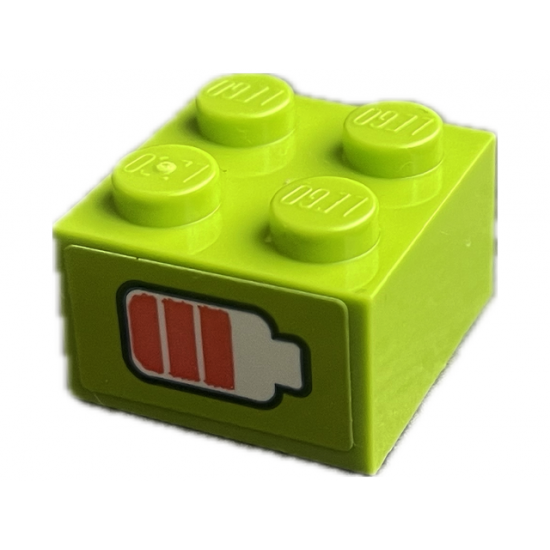 Brick 2 x 2 with Coral and White Battery Charge Indicator Pattern (Sticker) - Set 41712