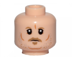 Minifigure, Head Dark Tan Eyebrows, Moustache, Goatee, Gray and Orange Stubble, Cheek Lines and Chin Dimple Pattern (SW Tobias Beckett)