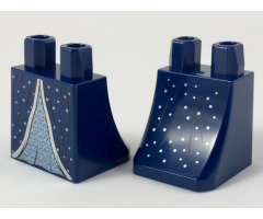 Lower Body, Skirt with Robe over Metallic Light Blue Dress, Silver Hem and Dots Pattern