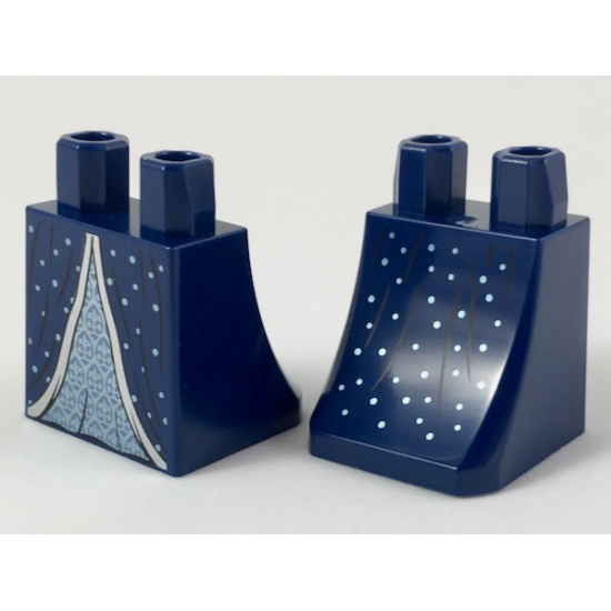 Lower Body, Skirt with Robe over Metallic Light Blue Dress, Silver Hem and Dots Pattern