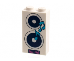 Brick 1 x 2 x 3 with Black and Silver Speakers, Medium Azure Music Notes, Magenta Equalizer Pattern