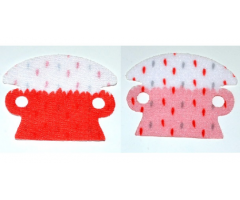 Minifigure Cape Cloth, Arm Holes and Rounded Collar with Red and Gray Fur Spots and Red Back Pattern