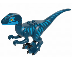 Dinosaur Raptor / Velociraptor with Blue Markings and Blue Eye Patch