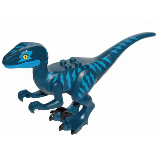 Dinosaur Raptor / Velociraptor with Blue Markings and Blue Eye Patch